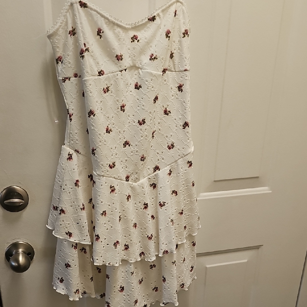 Asymmetrical White Floral Dress